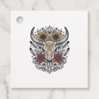 Etiquetas Para Recuerdos Calavera de toro floral vintage occidental