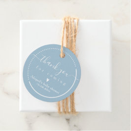 Etiquetas Para Recuerdos Caligrafía elegante azul para tarjeta de agradecim