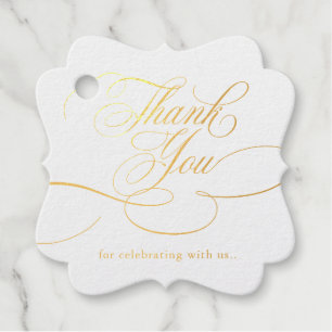 Etiquetas Para Recuerdos Caligrafía moderna boda de oro y blanco intemporal