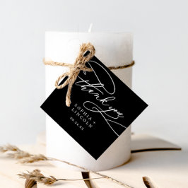 Etiquetas Para Recuerdos Caligrafía romántica Boda negro oscuro gracias