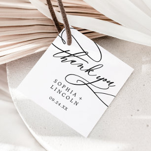 Etiquetas Para Recuerdos Calligrafía romántica Boda Floreciente Gracias