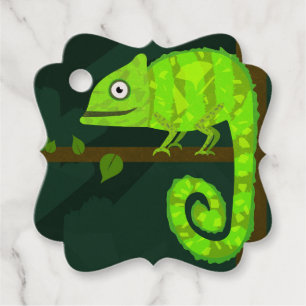Etiquetas Para Recuerdos Camaleón lindo verde