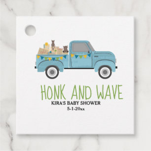 Etiquetas Para Recuerdos Camino de Honk & Wave a través de Baby Shower Blue