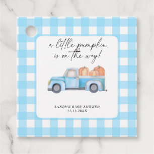 Etiquetas Para Recuerdos Camión Azul Un Pequeño Calabaza Cae Baby Shower