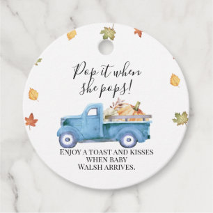 Etiquetas Para Recuerdos Camión de calabaza de otoño Baby Shower Pop It Fav