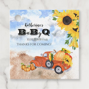 Etiquetas Para Recuerdos Camión de calabaza de otoño   Sunflowers Baby BBQ 