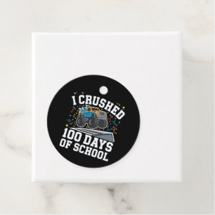 Etiquetas Para Recuerdos Camión Monstruo 100 Días de Escuela 100º Día de Es