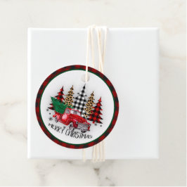 Etiquetas Para Recuerdos Camión navideño y árboles