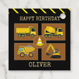 Etiquetas Para Recuerdos Camiones de construcción |Año en la fiesta de cump