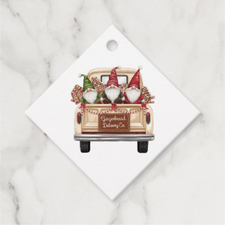 Etiquetas Para Recuerdos Camioneta de entrega de gnomos de casas de jengibr