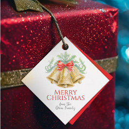 Etiquetas Para Recuerdos Campanas doradas y Navidades de la acuarela del ar