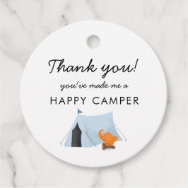 Etiquetas Para Recuerdos Camping Cumpleaños Party Blue Tent Happy Camper