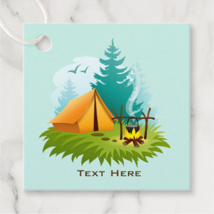 Etiquetas Para Recuerdos Camping Tent Woods Tarjeta de Favor de Diseño