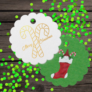 Etiquetas Para Recuerdos Cañones de golosina de oro Rojo Gnome Feliz Navida