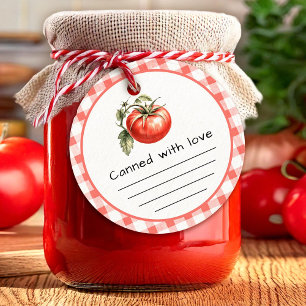 Etiquetas Para Recuerdos Cansado de tomate amoroso con estampado a cuadros