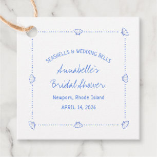 Etiquetas Para Recuerdos Caracoles Dibujados a Mano y Campanas de Boda Desp