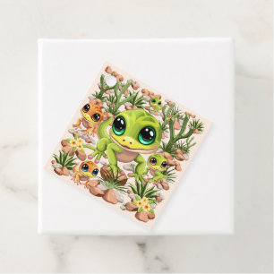 Etiquetas Para Recuerdos Caracteres de dibujos animados de Baby Geckos Cute