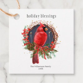Etiquetas Para Recuerdos Cardenal de Navidades de Holiday Blesss Wreath Yul