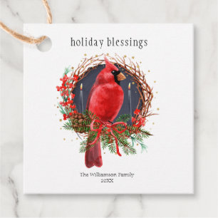 Etiquetas Para Recuerdos Cardenal de Navidades de Holiday Blesss Wreath Yul