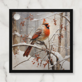 Etiquetas Para Recuerdos Cardenal femenino en invierno