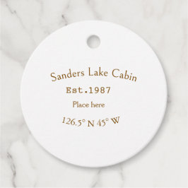 Etiquetas Para Recuerdos Casa del lago. Fecha año personalizado coordenadas