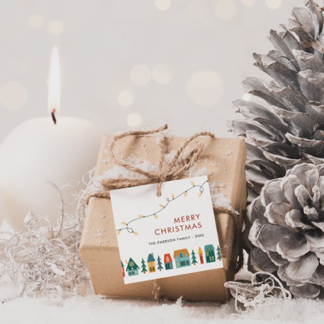 Etiquetas Para Recuerdos Casas Retro navidades (Holiday Houses Gift Tags)