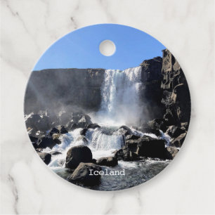 Etiquetas Para Recuerdos Cascada de agua de Islandia -