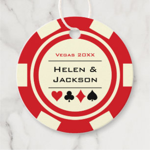 Etiquetas Para Recuerdos Casino Poker Chip Red and Ivory Boda