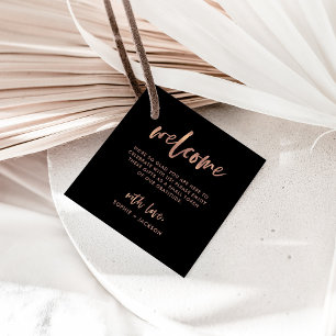 Etiquetas Para Recuerdos Casual Script Bolsa o cesta de regalo de bienven