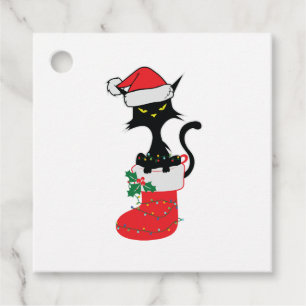 Etiquetas Para Recuerdos Cat Chritmas Santa Hat