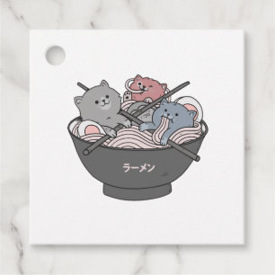 Etiquetas Para Recuerdos Cat Ramen Kawaii