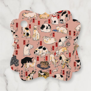 Etiquetas Para Recuerdos Cats japoneses ukiyo-e Art Funny