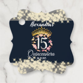 Etiquetas Para Recuerdos Celebración de Quinceanera elegante de plata marin