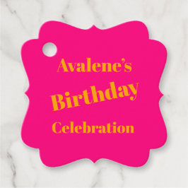 Etiquetas Para Recuerdos Celebración del cumpleaños del Naranja audaz rosa 