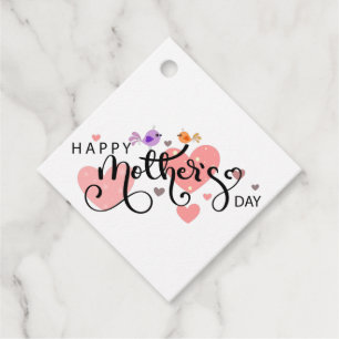 Etiquetas Para Recuerdos Celebración Feliz "Día de la Madre" con corazones