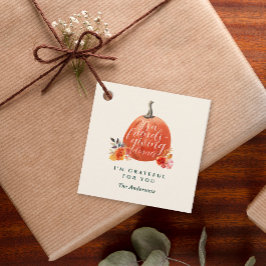 Etiquetas Para Recuerdos Cena de Acción de Gracias de Amigos Floral Naranja