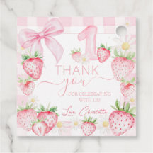 Cereza de fresas rosadas lindo primer cumpleaños