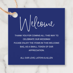 Etiquetas Para Recuerdos Cesta de bolsitas de regalo para el Boda azul