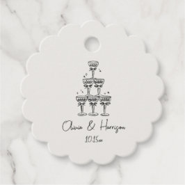 Etiquetas Para Recuerdos Champagne Tower Doodle Custom Name Wedding