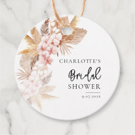 Etiquetas Para Recuerdos Champán de hierba de Pampas floral rosa Bridal Sho