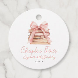 Etiquetas Para Recuerdos Chapter Four Pink Bow Books 4th Birthday Party