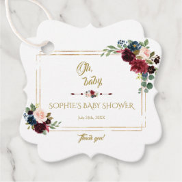 Etiquetas Para Recuerdos Charm Gold Merlot Navy Blue Floral Baby Shower