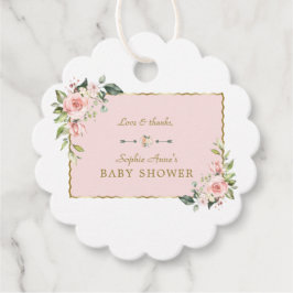 Etiquetas Para Recuerdos Charm Pink Rubor Flores Gold Frame Baby Shower