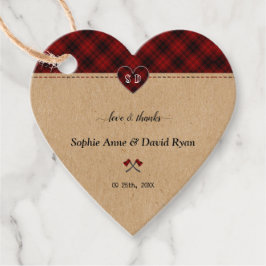Etiquetas Para Recuerdos Charm Rustic Red Buffalo Plaid Monograma Boda