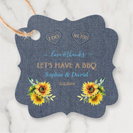 Etiquetas Para Recuerdos Charm Sunflowers Old Denim Blue Western I DO BBQ