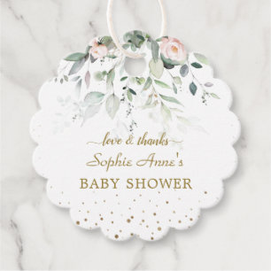 Etiquetas Para Recuerdos Charm Watercolor Greenery Pink Floral Baby Shower