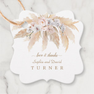 Etiquetas Para Recuerdos Charm White Orchid Rosas Pampas Grass Boda