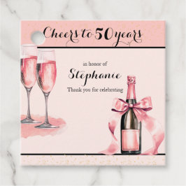 Etiquetas Para Recuerdos Cheers to 50 Years Pink Champagne Birthday