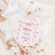 Cherry Bow Baby Shower Agradecimiento
