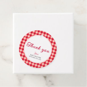 Etiquetas Para Recuerdos Cherry en la cima del otoño Gingham Plaid Baby Sho
